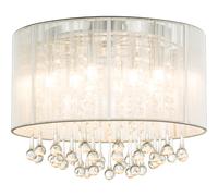 Plafonnier cristaux de verre Plafonnier lampe de salon rond chrome argenté avec cristaux de verre, soie métallique, chromé, 8x G9 LED 8x 280 lm 3000 K, DxH 40x29 cm