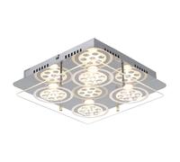 Plafonnier Crystal lamp, lampe de salon, 4 flammes, aspect cristal, métal verre chrome clair satiné, 4x LED 5W 1400Lm 3000K, HxLxP 8x33x33 cm