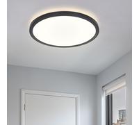 Plafonnier cuisine plafonnier LED plafonnier salle de bain, rétroéclairage, IP44, opale noire, rond, 1x LED 24W 2300lm 3000K blanc chaud, DxH 42x2,5 cm