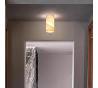 Plafonnier cylindrique Moderne en marbre Naturel, Petit modèle LED, décoration intérieure, Chambre, Balcon, entrée, éclairage de Luxe en Pierre (20 cm, lumière Blanche)