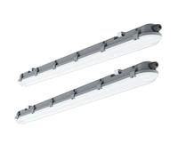Plafonnier d'atelier LED blanc froid étanche à l'humidité 60 cm, tube de raccordement série IP65, 1x LED 18W 2160lm 6400K, garage en sous-sol. Lot de 2