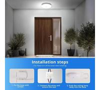 Plafonnier de salle de bains – Plafonnier LED avec détecteur de mouvement – Plafonnier rond – 15 W, 6500 K, 1500 lm – blanc froid – étanche (IP56) – convient pour le couloir, le garage, la cage d'esca
