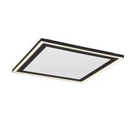 Plafonnier de salon, plafonnier de bureau, lampe de salle à manger en saillie carrée, plastique noir, commutable séparément, 1x LED 3100Lm 3000K blanc chaud, L 43 cm