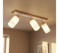 Plafonnier Deckenleuchte Globo 3 lumières Bois Verre Spots 59,9 cm