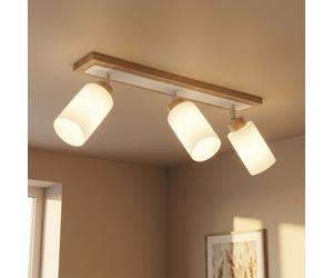 Plafonnier Deckenleuchte Globo 3 lumières Bois Verre Spots 59,9 cm
