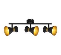 Plafonnier déco métal noir/or Breda 3xE14 40W Reality