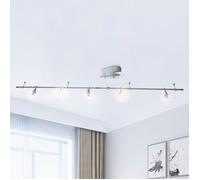 Plafonnier deformable 5 spots orientables inclinables compatible LED 35w acier brosse