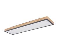 Plafonnier design plafonnier lampe de salon cuisine, aspect bois blanc opale graphite, 1x LED 24 watt 1500 lumens blanc chaud, HxLxP 6,5x80x20 cm