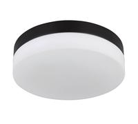 Plafonnier d'extérieur, lampe de jardin, plafonnier, lampe de salle de bain, verre en aluminium, noir opale, 2 ampoules, protection contre les éclaboussures, H 6,5 cm