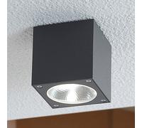 Plafonnier d'extérieur LED cubique Cordy CORDY Lucande, noir, Aluminium, Moderne, Plafonnier extérieur LED