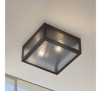 Plafonnier d'extérieur Lindby Bolgar, noir, métal, verre Bolgar Lindby, dimmable, noir, Métal, Moderne, Plafonnier