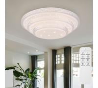 Plafonnier dimmable avec télécommande, plafonnier Smart LED, App commande vocale, fonction veilleuse, 30W 2300lm blanc chaud- blanc froid, DxH 49,5 x 13 cm