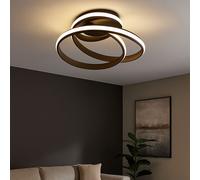 Plafonnier LED dimmable via interrupteur plafonniers salon noir, métal plastique, anneau, 39W 2600lm blanc chaud, LxlxH 56x31,5x56 cm