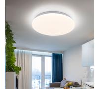 Plafonnier dimmable Salon blanc Plafonnier rond, métal, LED 17W 1600Lm blanc chaud, DxH 33,5x6,5 cm