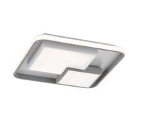 Plafonnier dimmable via interrupteur blanc gris plafonnier LED salon, métal plastique, 40,5W 2600lm, LxlxH 50x50x8,5 cm, WOFI 11610