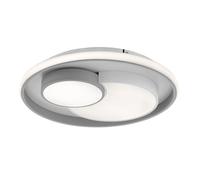 Plafonnier dimmable via interrupteur salon LED blanc gris plafonnier, métal plastique, 1x LED 34W 2250lm, DxH 50x8,5 cm, WOFI 11609