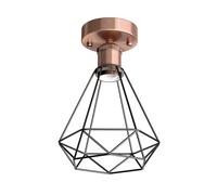 Plafonnier E27 vintage RETRA bronze avec grand abat-jour cage noir