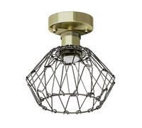 Plafonnier E27 vintage RETRA doré avec abat-jour cage pliable chromé-noir