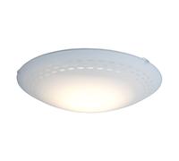 Plafonnier, éclairage de salon Plafonnier LED, métal blanc, verre dépoli, 16W 1600lm blanc chaud, DxH 39,5x10 cm, Eglo 93277
