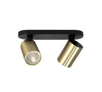 Plafonnier - EDO SOLUTIONS - MALGA 2 ELEGANT - 2 Spots GU10 - Noir/Doré - Intérieur
