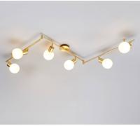 Lindby Plafonnier Elaina à intensité variable en Doré Métal e. a. pour Salon & Salle manger (à 6 lampes, E14), Luminaire Plafonnier, Lampe Plafond, Eclerage Eclairage Interieur