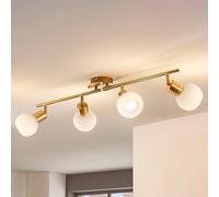 Lindby Plafonnier Elaina à intensité variable en Doré Métal e. a. pour Salon & Salle manger (à 4 lampes, E14), Luminaire Plafonnier, Lampe Plafond, Eclerage Eclairage Interieur