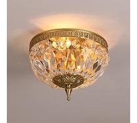 Plafonnier Élégant En Cristal Et Cuivre, Encastré, Lustre Moderne, Plafonnier En Forme de Dôme, Idéal Pour Une Chambre, Une Entrée, Un Hall Ou Un Couloir.