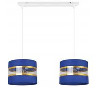 Plafonnier élégant Light-Home - Lustre de plafond moderne pour chambre à coucher, salon et cuisine, style glamour - E27 avec 2 points de lumière - tissu abat-jour 20 cm - blanc et bleu marine