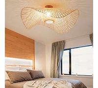 Plafonnier En Bambou Suspension Rétro E27 Lustre Rotin Naturel Éclairage Campagne Tissé À La Main Pour Chambre Restaurant Salon Café Décoration Économie D'énergie, A, 85cm