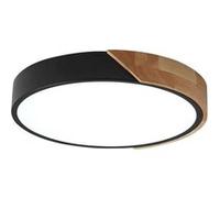 Plafonnier en bois, Goeco, Rond, 30*5CM, 6000k lumière blanche, Noir Noir G