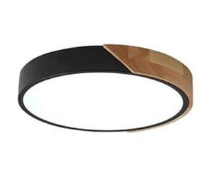 Plafonnier en bois, Goeco, Rond, 30*5CM, 6000k lumière blanche, Noir Noir G