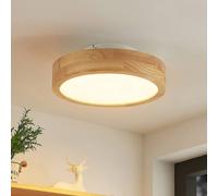 Plafonnier en bois Lanira Lindby, dimmable, bois clair, Salon / Salle à manger, Bois, Moderne, Plafonnier