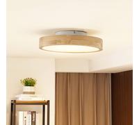 Plafonnier en bois Milada Lindby, dimmable, bois clair, Salon / Salle à manger, Bois, Moderne, Plafonnier