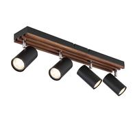 Plafonnier en bois Spotleiste noir Plafonnier Spot orientable, métal, 4x GU10 douille, L 56 cm