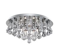 Plafonnier en cristal chromé Hanna à 6 flammes, G9 chromé, dimmable transparent