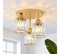 Plafonnier en cristal, lampe de plafond pour femme en cristal, lustre suspendu pour salon, lampadaire à 3 lumières avec abat-jour en verre, idéal pour chambre, cuisine, couloir, salle de bain, finitio