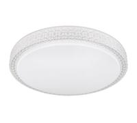 Plafonnier en cristal lampe ronde plafonnier salon, décoration en cristal CCT effet ciel étoilé, métal opale blanc clair, 1x LED 22 watts 1600 lumens lumière du jour blanc chaud, DxH 40x8,5 cm
