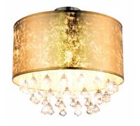 Plafonnier en cristal salon éclairage feuille d'or design lumineux dans un ensemble comprenant des ampoules LED