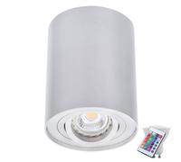 Plafonnier en forme de cylindre base GU10 argent cuisines salle à manger dans un ensemble comprenant des lampes LED RGB