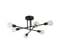 Plafonnier en métal - 3 bras - L. 64 cm x H. 30 cm - Noir - FLOWERA