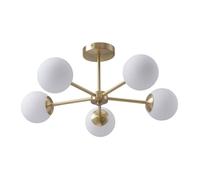 Plafonnier en métal plaqué laiton - L.58.5 x H.21 cm - Doré et blanc - SOFIA