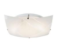Plafonnier en verre blanc, lampe de couloir, plafonnier carré, lampe de salon, 1x LED 24W 1750Lm blanc neutre, LxlxH 40x40x10 cm