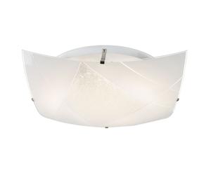 Plafonnier en verre blanc, lampe de couloir, plafonnier carré, lampe de salon, 1x LED 24W 1750Lm blanc neutre, LxlxH 40x40x10 cm