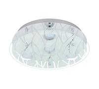 Plafonnier en verre GU10 plafonnier en acier inoxydable plafonnier de salon, abat-jour chromé à motifs, 4x LED 3 watt 200 lumens blanc chaud, D 35 cm