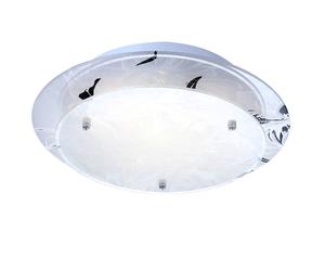 Plafonnier en verre rond dimmable avec télécommande plafonnier LED E27 lampe de cuisine salon lumière chrome, changement de couleur RVB, décor floral blanc, 3W 320lm blanc chaud, D 25 cm