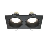 Plafonnier encastrable salle à manger lampe 2 flammes IP65 noir L 17 cm
