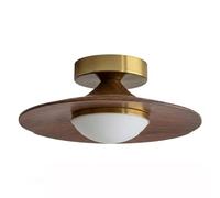 Plafonnier Encastré Moderne, Lampe de Plafond Style Crème Français Aspect Bois, Luminaire Près Du Plafond, Plafonnier Led Encastré Avec Abat-Jour En Acrylique, Base Dorée Rétro Pour Couloir (35 Cm)/13