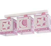 plafonnier enfant 3 lumières Moonlight lune et étoiles Rose