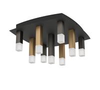 Plafonnier ESTANTERIOS LED 9X3,1W en aluminium et acier noir et marron et or 420x420x235mm