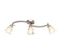 Plafonnier et Abat-jour Verre Transparent 3 Ampoules E14 Tulipe Lustre vidaXL